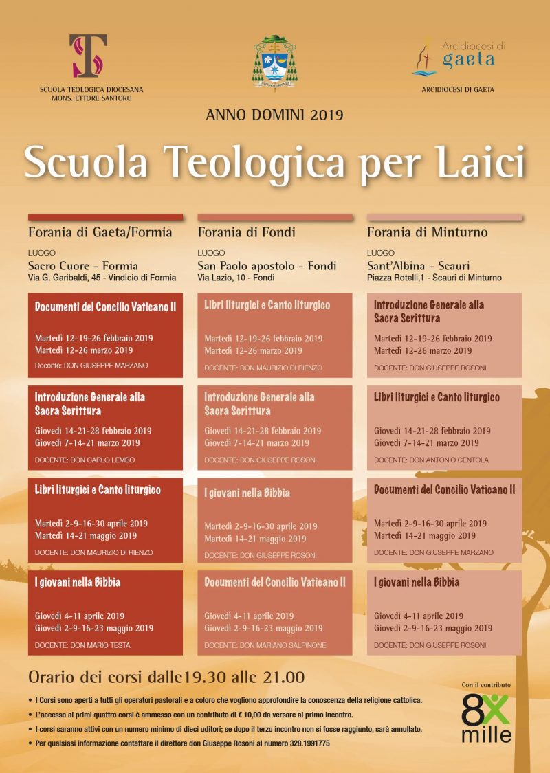 Locandina Scuola di Teologia 2019 Diocesi di Gaeta